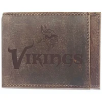 Brown Minnesota Vikings Bifold Leather Wallet