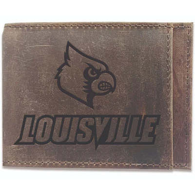 Brown Louisville Cardinals Bifold Leather Wallet