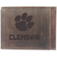 Brown Clemson Tigers Bifold Leather Wallet