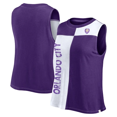 Women's Fanatics Purple Orlando City SC Script Colorblock Tank Top