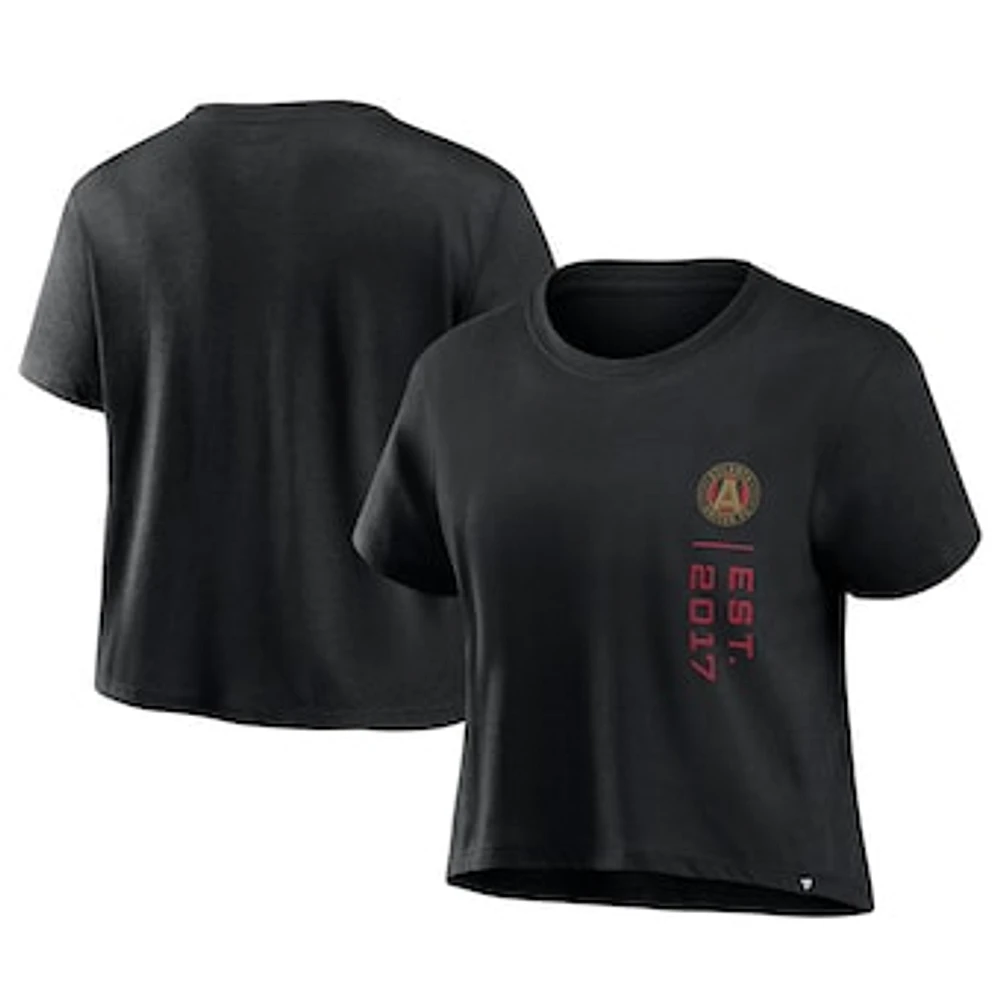 Women's Fanatics Black Atlanta United FC Chip Pass Fashion Cropped T-Shirt