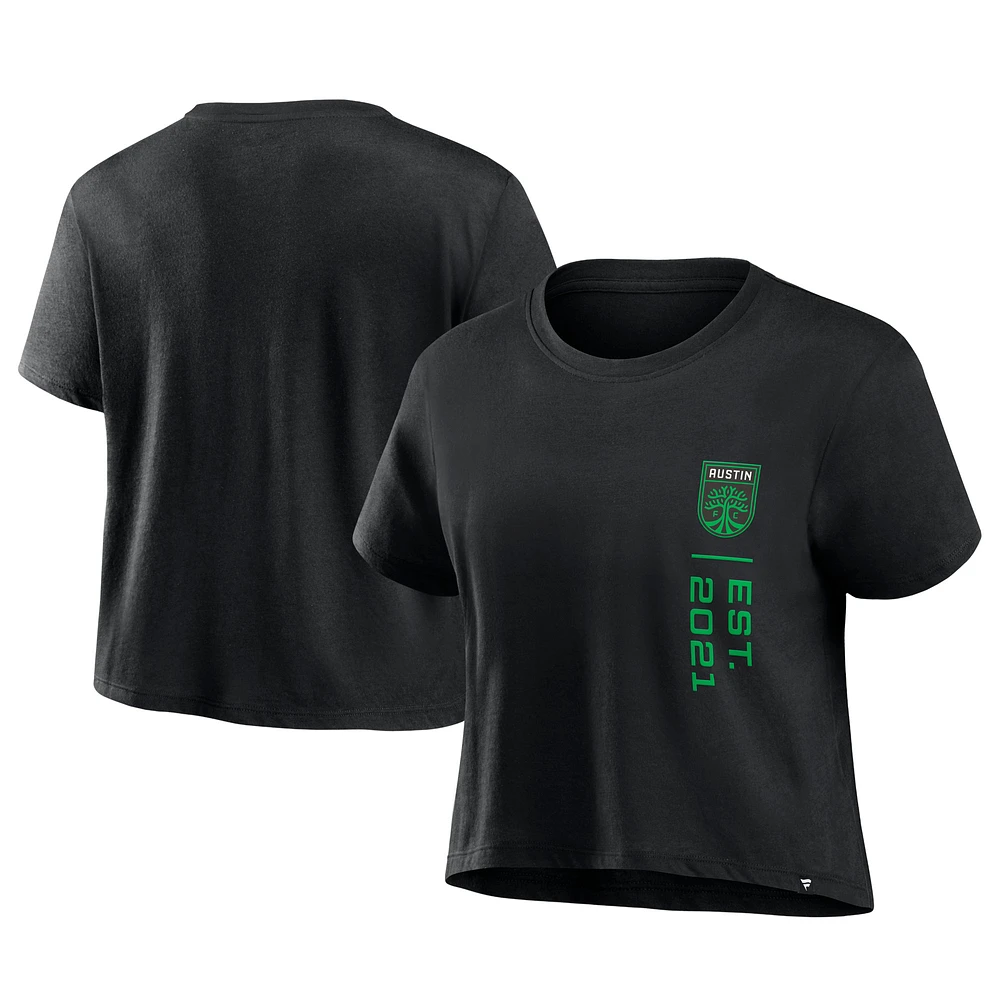 Women's Fanatics Black Austin FC Chip Pass Fashion Cropped T-Shirt