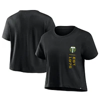 Women's Fanatics Black Portland Timbers Chip Pass Fashion Cropped T-Shirt