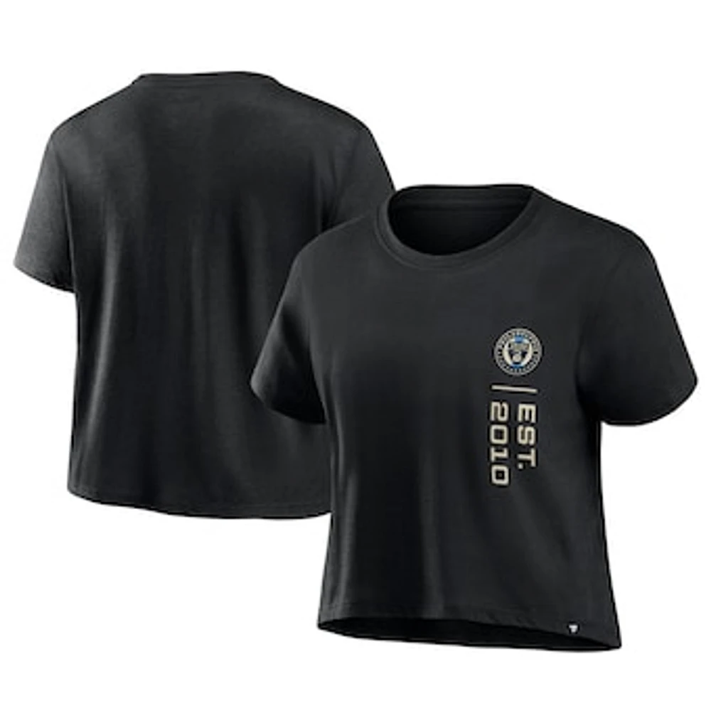 Women's Fanatics Black Philadelphia Union Chip Pass Fashion Cropped T-Shirt