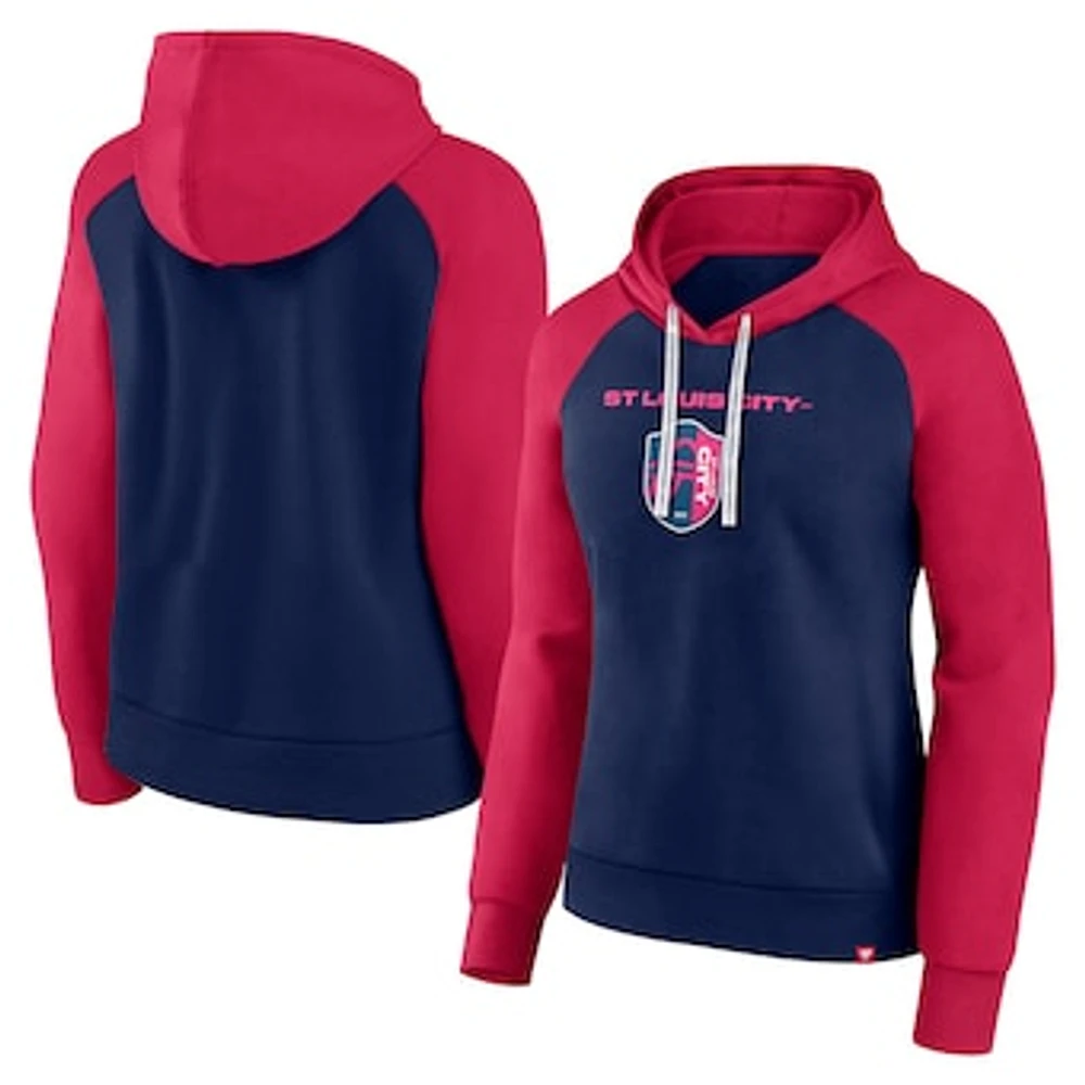 Women's Fanatics Navy/Red St. Louis City SC Instep Pullover Hoodie