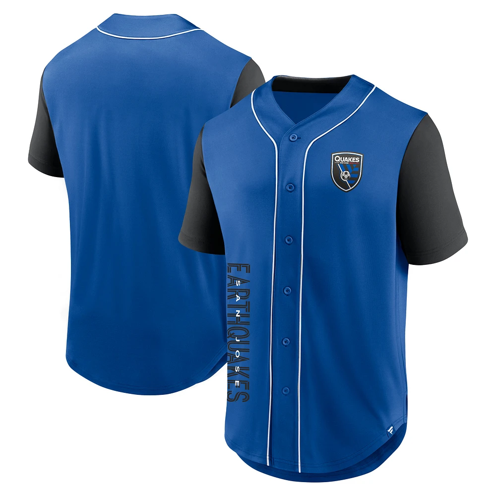 Men's Fanatics Royal San Jose Earthquakes Balance Fashion Baseball Jersey