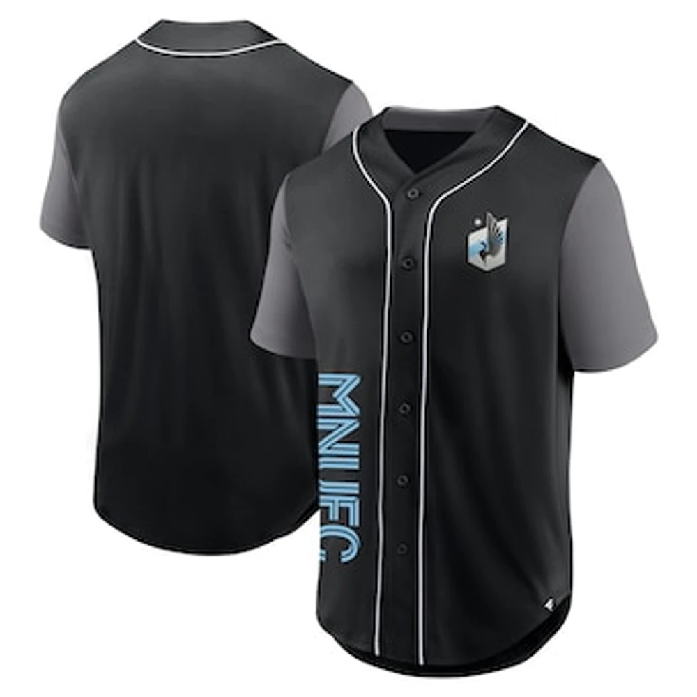 Men's Fanatics Black Minnesota United FC Balance Fashion Baseball Jersey