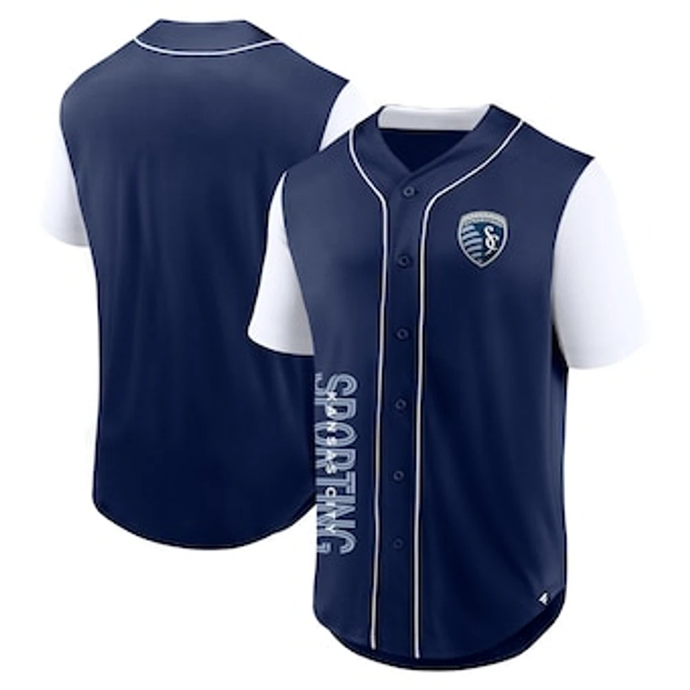 Men's Fanatics Navy Sporting Kansas City Balance Fashion Baseball Jersey