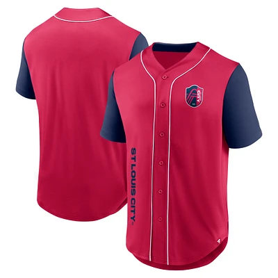 Men's Fanatics Red St. Louis City SC Balance Fashion Baseball Jersey