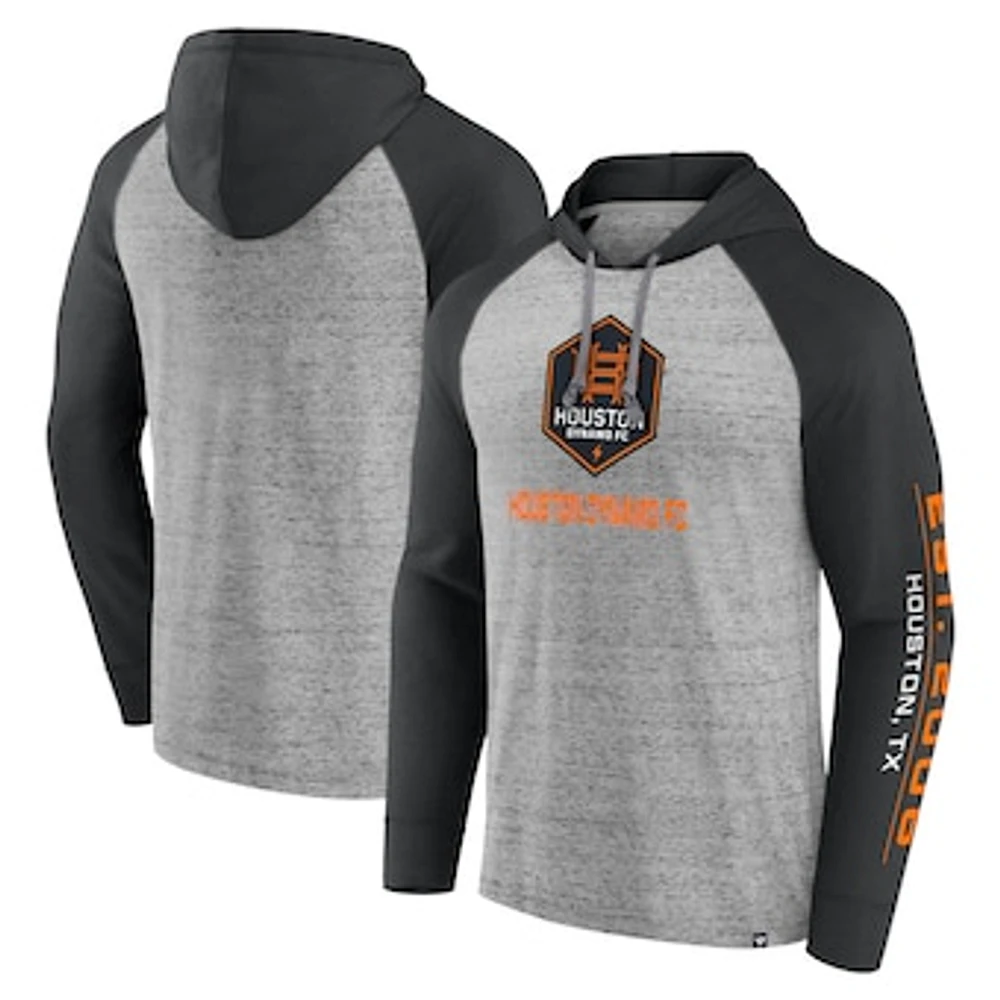 Men's Fanatics Steel Houston Dynamo FC Deflection Raglan Pullover Hoodie