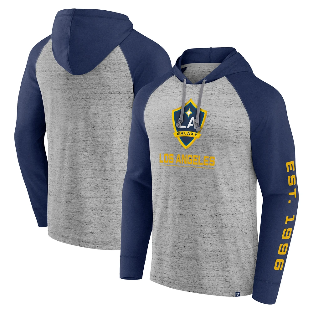 Men's Fanatics Steel LA Galaxy Deflection Raglan Pullover Hoodie