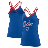 Women's Fanatics Royal Chicago Cubs Go For It Strappy V-Neck Tank Top