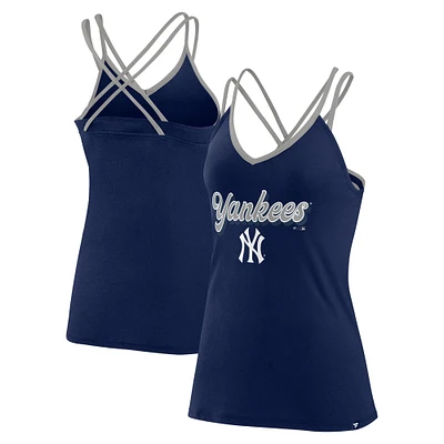 Women's Fanatics Navy New York Yankees Go For It Strappy V-Neck Tank Top