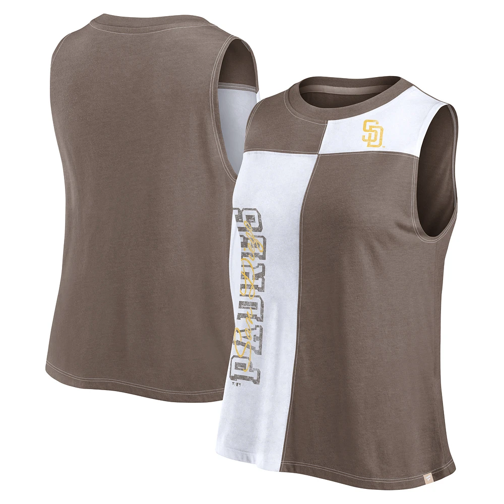 Women's Fanatics Brown/White San Diego Padres Color-Block Tank Top