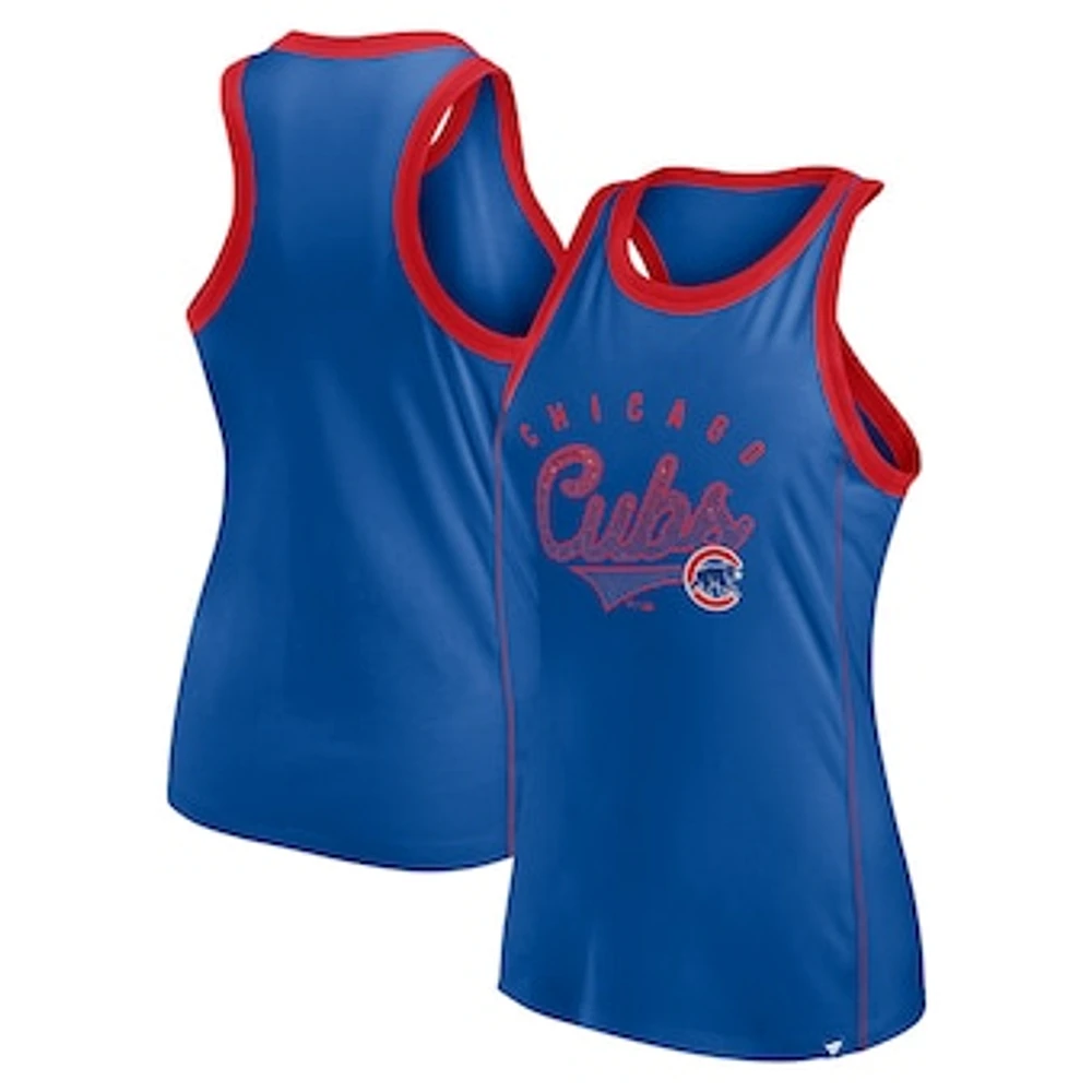 Women's Fanatics Royal Chicago Cubs Tailsweep Fashion Racerback Rhinestone Tank Top