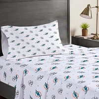 Miami Dolphins Three-Piece Twin Sheet Set