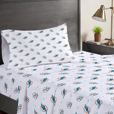 Miami Dolphins Three-Piece Twin Sheet Set