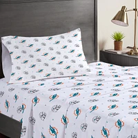 Miami Dolphins Three-Piece Twin Sheet Set