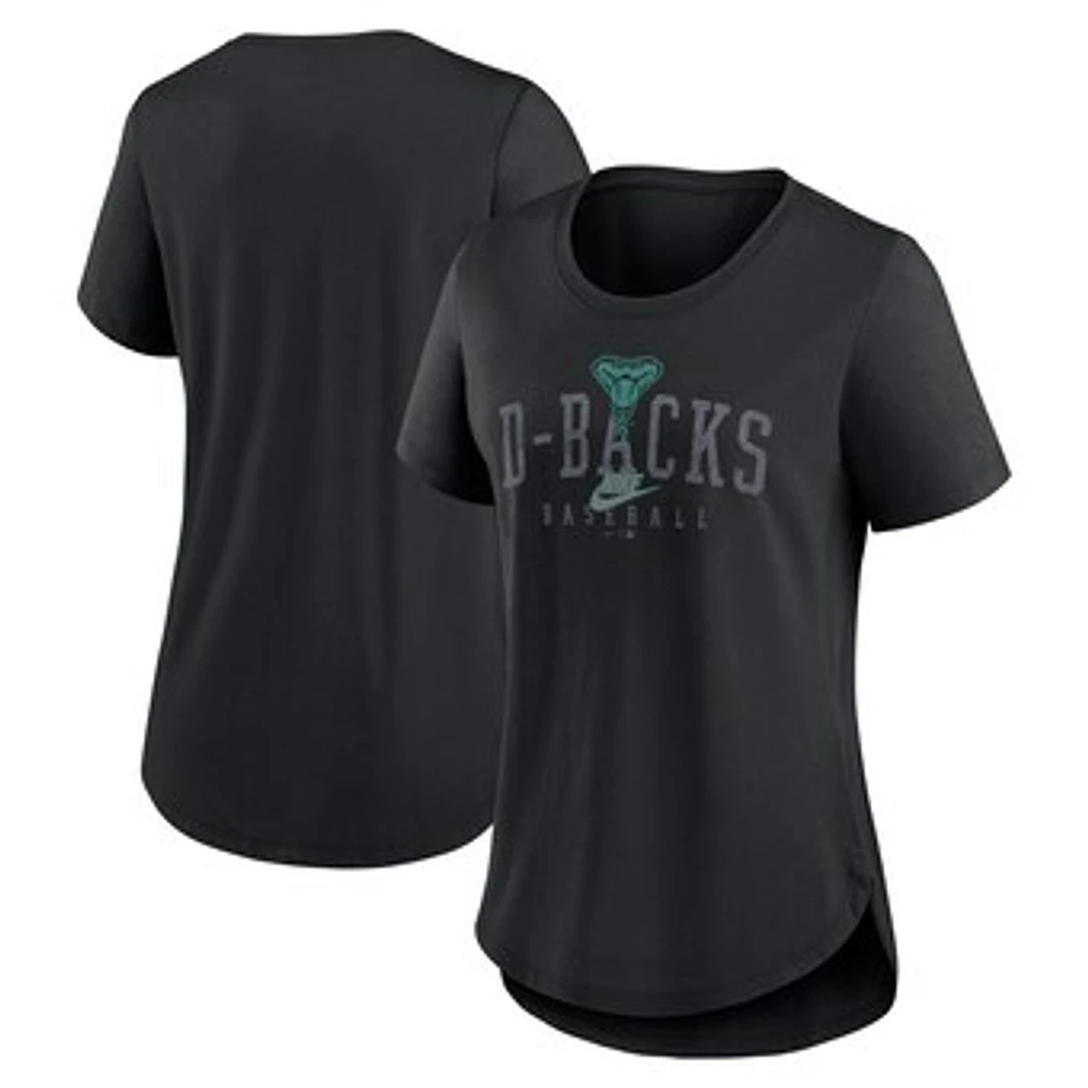 Women's Nike Black Arizona Diamondbacks Cooperstown Collection Local Arch Tri-Blend T-Shirt