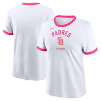 Women's Nike  White San Diego Padres 2024 City Connect Ringer Tri-Blend T-Shirt