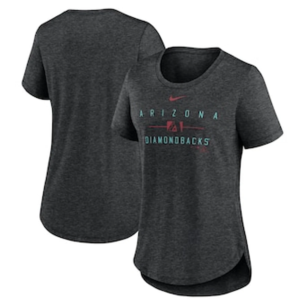 Women's Nike Heather Black Arizona Diamondbacks Knockout Team Stack Tri-Blend T-Shirt