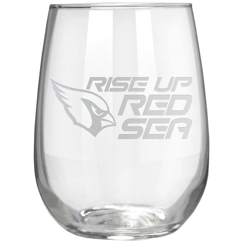 Arizona Cardinals Etched 17oz. Rally Cry Stemless Wine Glass