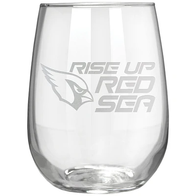 Arizona Cardinals Etched 17oz. Rally Cry Stemless Wine Glass