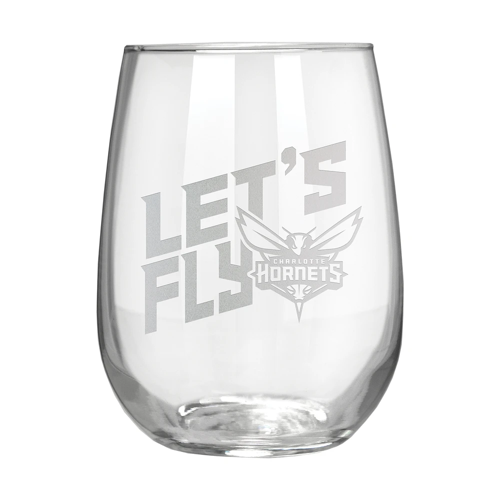 Charlotte Hornets Etched 17oz. Rally Cry Stemless Wine Glass