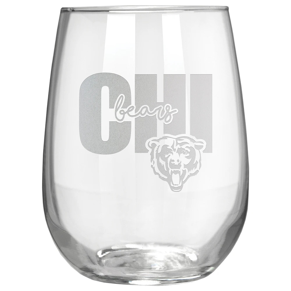 Chicago Bears Etched 17oz. City Stemless Wine Glass