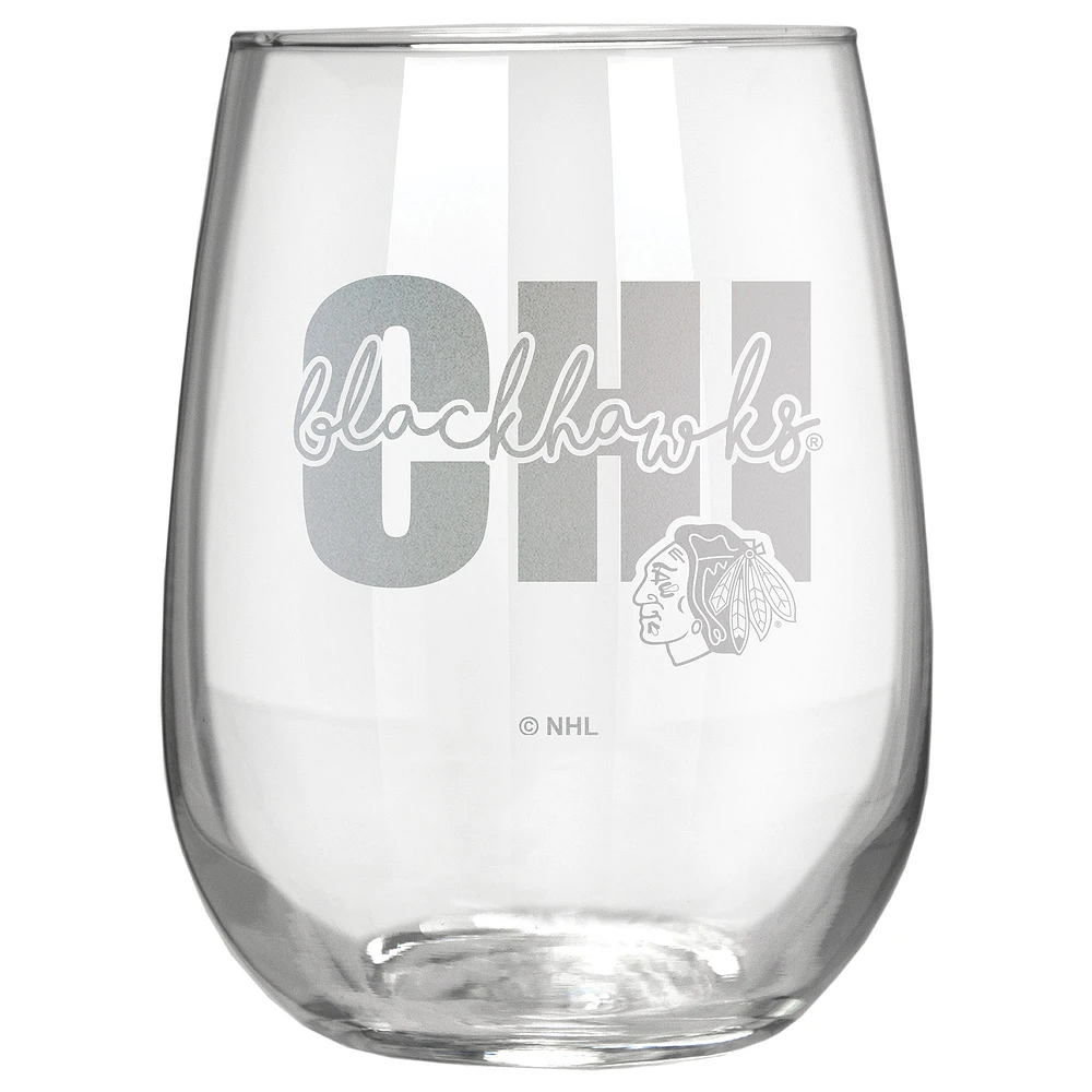 Chicago Blackhawks Etched 17oz. City Stemless Wine Glass