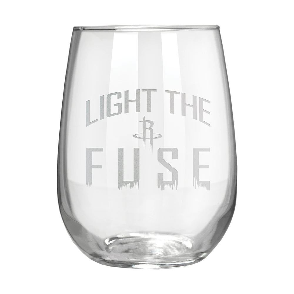 Houston Rockets Etched 17oz. Rally Cry Stemless Wine Glass
