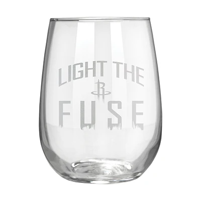 Houston Rockets Etched 17oz. Rally Cry Stemless Wine Glass