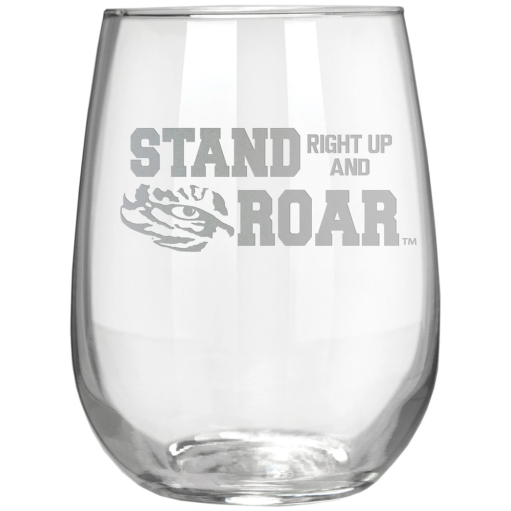 LSU Tigers Etched 17oz. Rally Cry Stemless Wine Glass