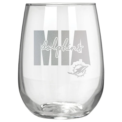 Miami Dolphins Etched 17oz. City Stemless Wine Glass