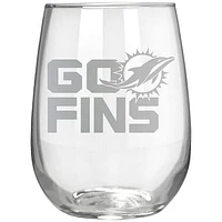Miami Dolphins Etched 17oz. Rally Cry Stemless Wine Glass