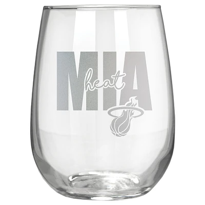 Miami Heat Etched 17oz. City Stemless Wine Glass