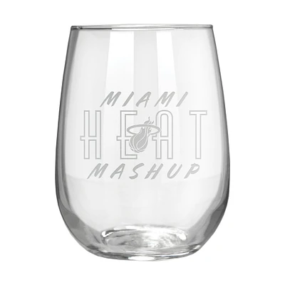Miami Heat Etched 17oz. Rally Cry Stemless Wine Glass
