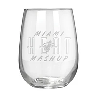 Miami Heat Etched 17oz. Rally Cry Stemless Wine Glass