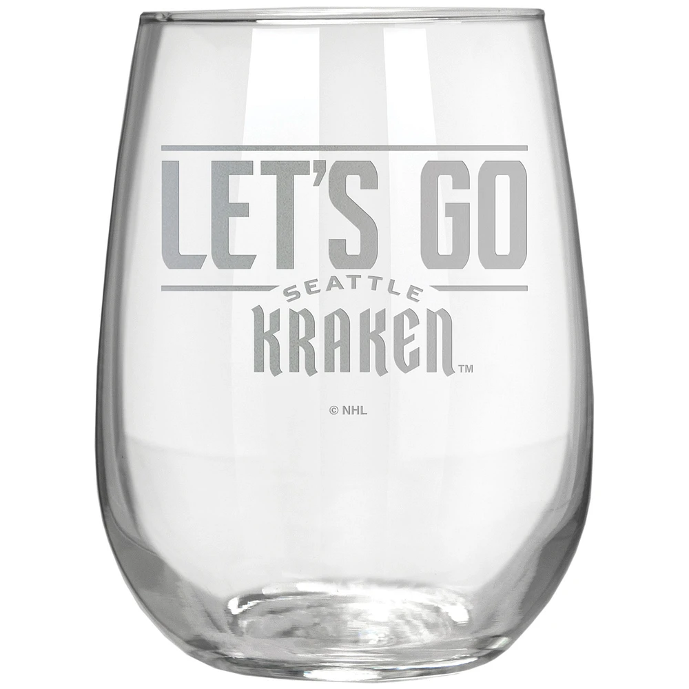 Seattle Kraken Etched 17oz. Rally Cry Stemless Wine Glass