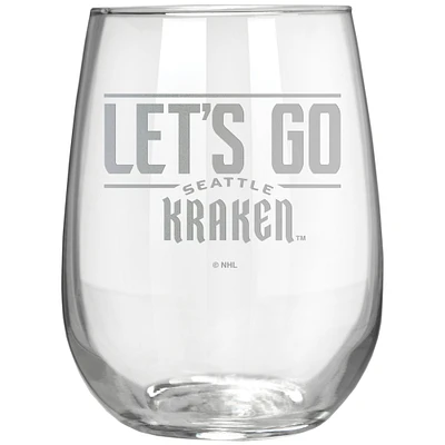 Seattle Kraken Etched 17oz. Rally Cry Stemless Wine Glass