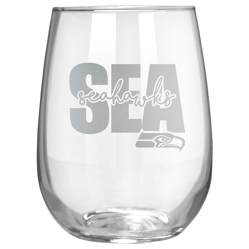 Seattle Seahawks Etched 17oz. City Stemless Wine Glass