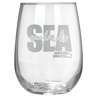 Seattle Seahawks Etched 17oz. City Stemless Wine Glass