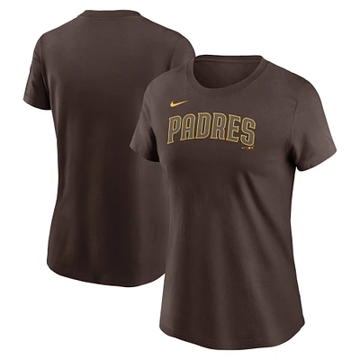 Women's Nike  Brown San Diego Padres Fuse Wordmark T-Shirt