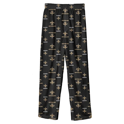 Youth Black New Orleans Saints Team Color Printed Pajama Pants