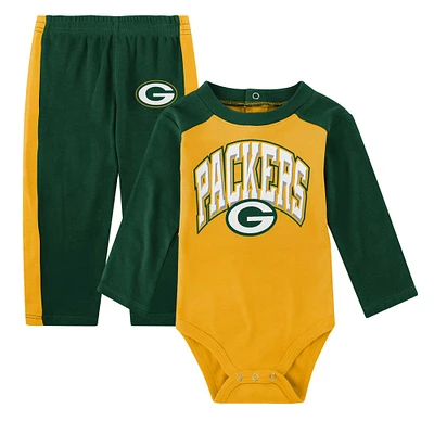 Infant Green Green Bay Packers Rookie of the Year Long Sleeve Bodysuit & Pants Set