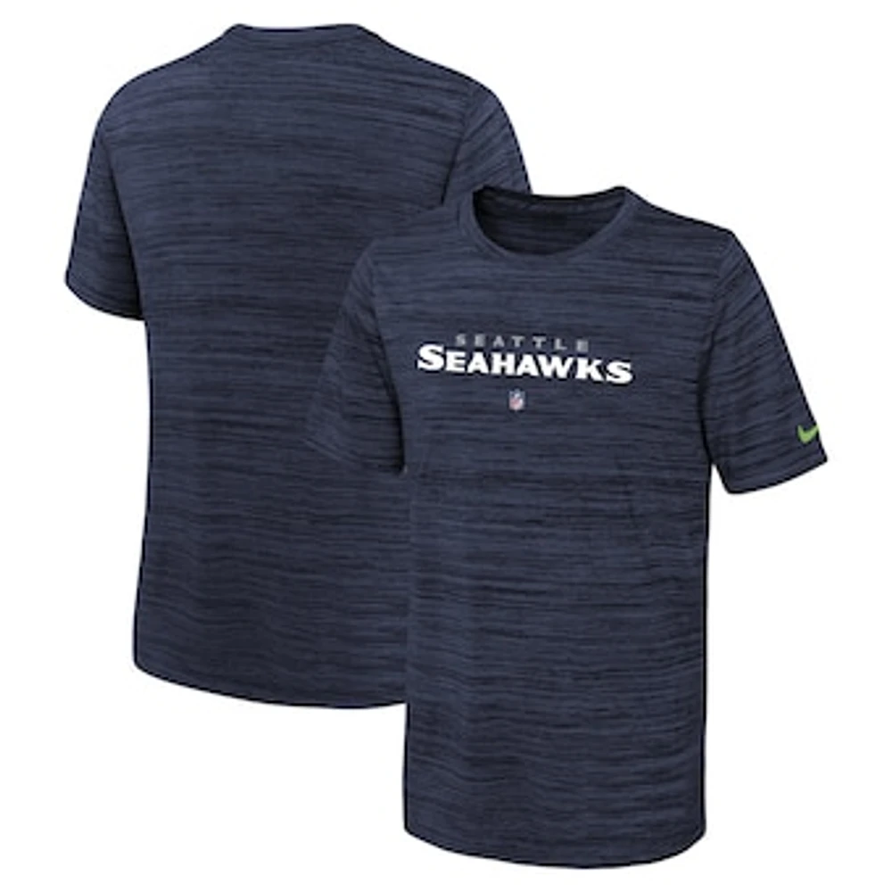 Youth Nike College Navy Seattle Seahawks Team Sideline Velocity Performance T-Shirt