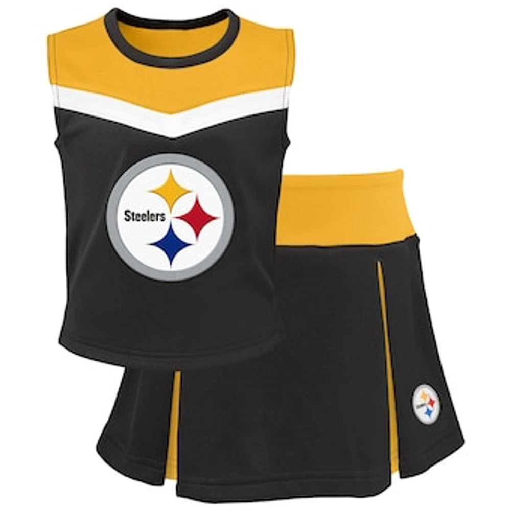 Girls Preschool Black Pittsburgh Steelers Spirit Two-Piece Cheerleader Set