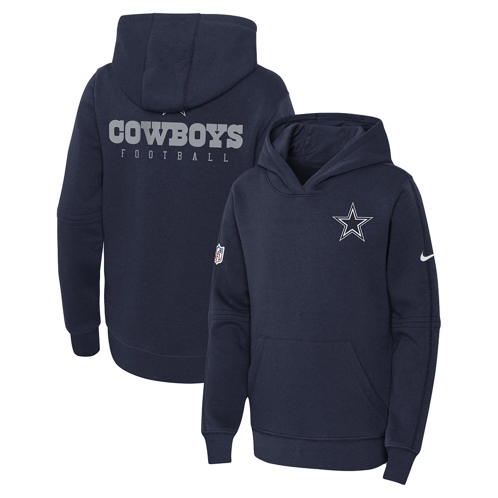 Youth Nike Navy Dallas Cowboys Club Fleece Pullover Hoodie