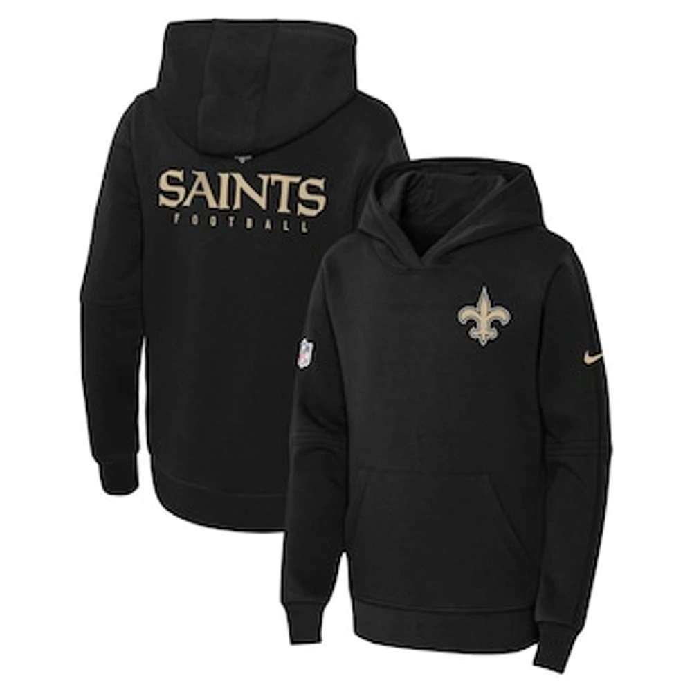 Youth Nike Black New Orleans Saints Club Fleece Pullover Hoodie