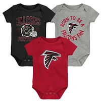 Newborn & Infant Red/Black/Heather Gray Atlanta Falcons Game On Three-Piece Bodysuit Set